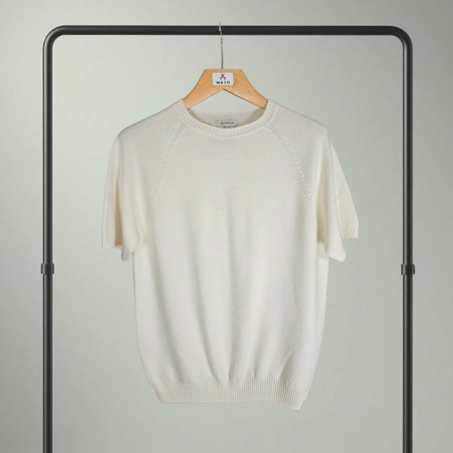 Kurzarm-Pullover "Nico" aus extrafeiner Merinowolle 