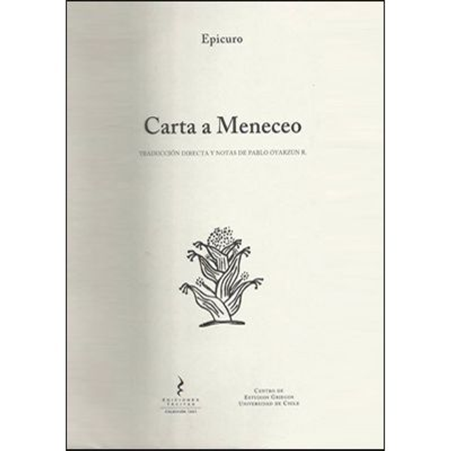 Carta A Meneceo. Epicuro