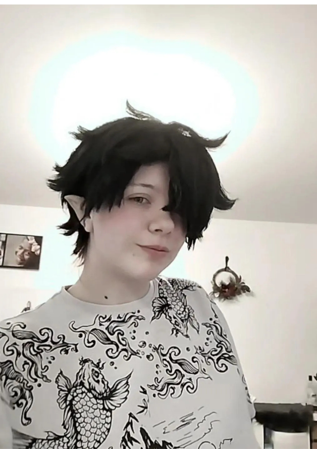 Black saphire cookie cosplay wig comission