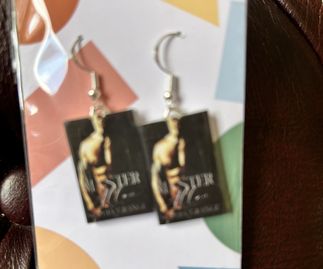 Book cover earrings