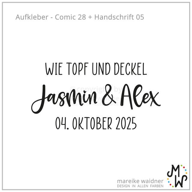 Aufkleber | Heirat / Hochzeit | Topf & Deckel | Geschenk Deko