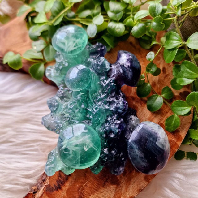 Fluorite Mushrooms Carving 