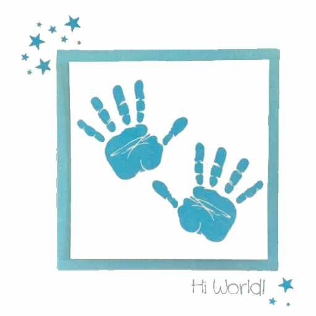 Hand Print Square - Blue