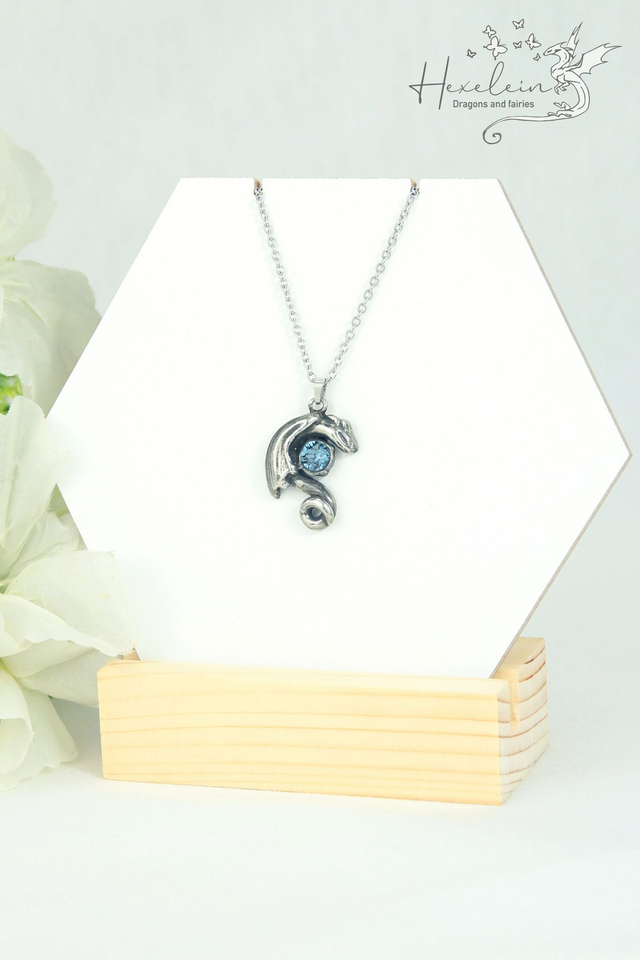 Montana blue baby dragon pendant