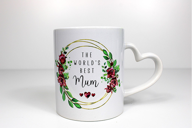 World&#039;s Best Mum, 11oz Heart Handle Mug