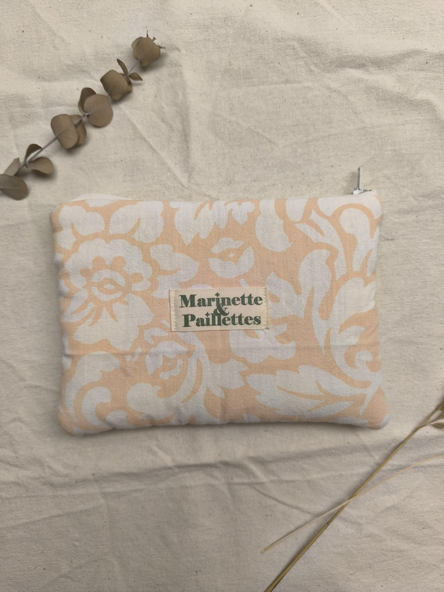 Pochette upcyclée - blanche et orange