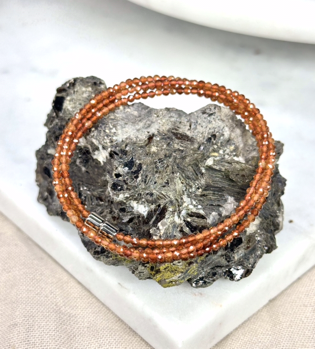Orange Garnet Faceted Bracelet 