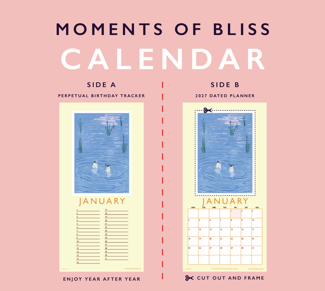 PRE- ORDER 2 in 1 Wall Calendar - 2027 Planner & Perpetual Birthday Calendar
