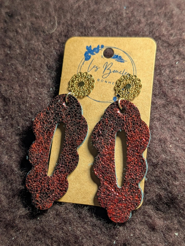 Boucles d'oreilles Charlotine rouge irisé ch011