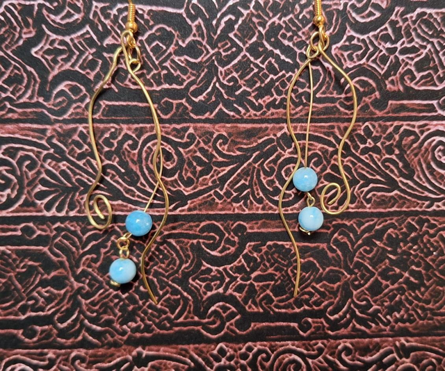 Pomegranate drops in gold with angelite, two earrings