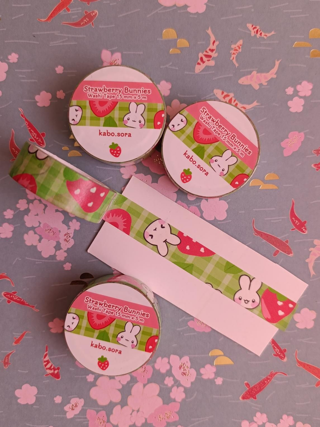 Washitape Erdbeeren und Hasen