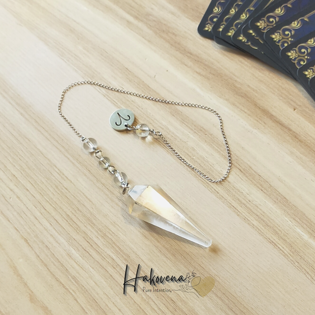 Pendule divinatoire hexagonale en cristal de roche – Zodiaque Bélier - 0072PD