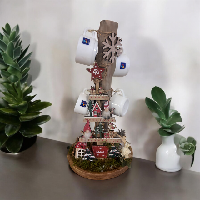 porte tasse, verres, clés, autres en bois flotté thème hiver fête