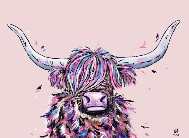 X4 Prints - Moira the Highland Coo 8"x10" (£7.50 per unit)