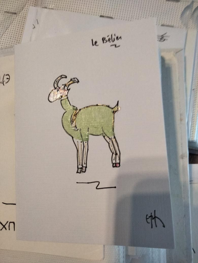Le bélier carte cousue main 