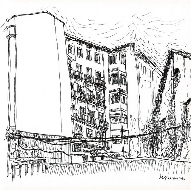 Dibujo patio calle Bailén (Bilbao)
