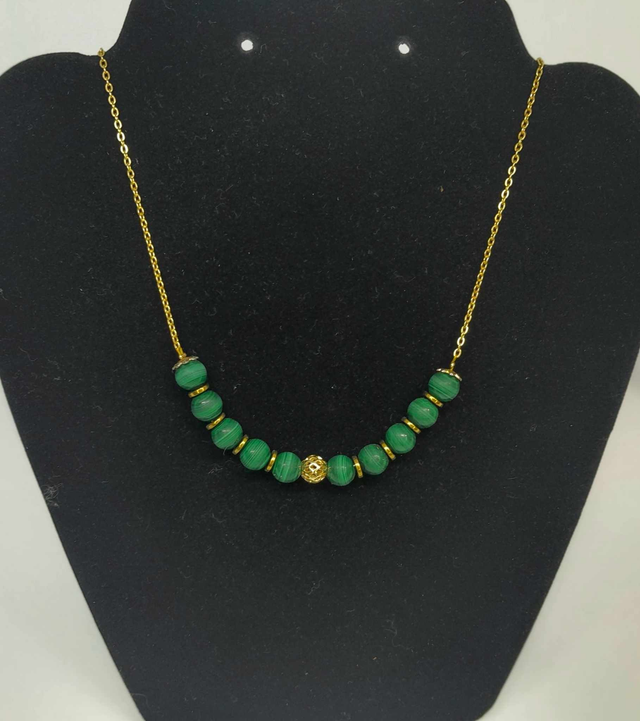 Collier malachite acier or inoxydable