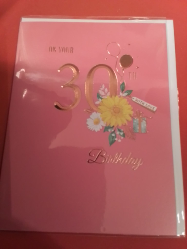 30th Birthday Card Foil Writing 