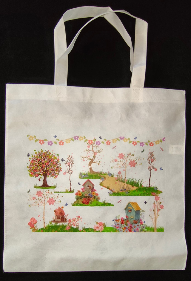 Sac cabas 36X39 cm intissé motif &quot;Printemps&quot; - PrintbyHenry