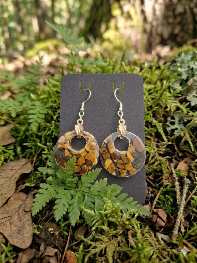 Boucles d'oreilles pendantes en argent 925 et pierres naturelles.