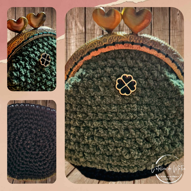 Porte monnaie vert : charme vintage, crochet moderne, douceur du velours