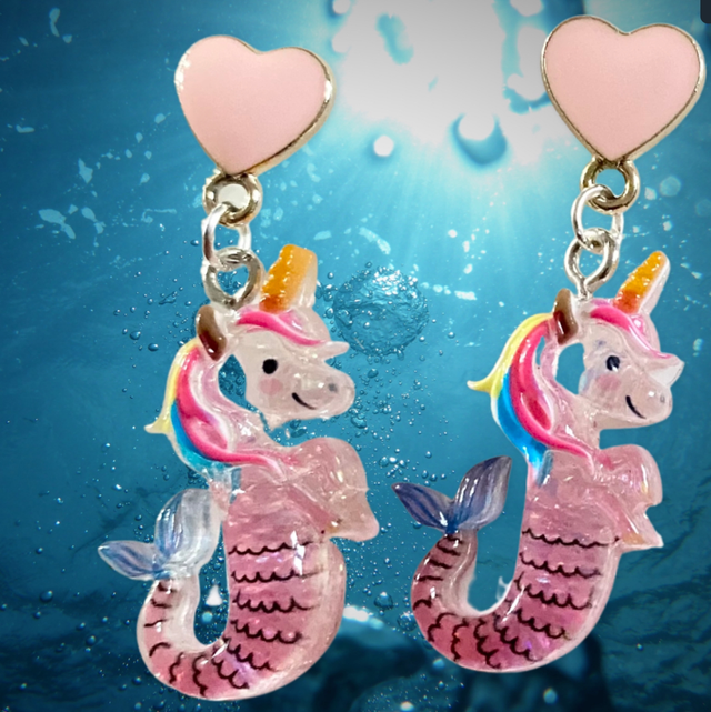 Seahorse Unicorn Earrings (Pink)