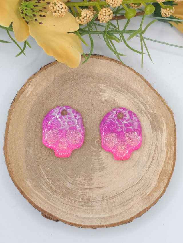 Tête de Mort Paillettes Violettes/Rose