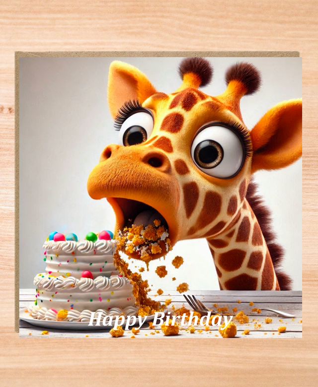 Funny Giraffe Birthday Card