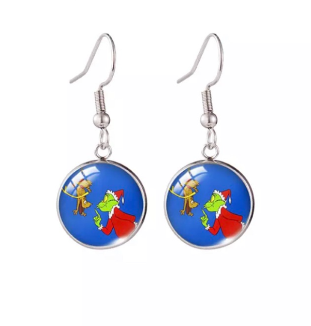 Grinch &amp; Max Circular Drop Earrings