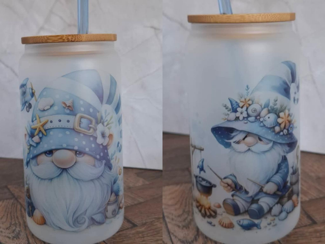 Verre givré gnome à la pêche