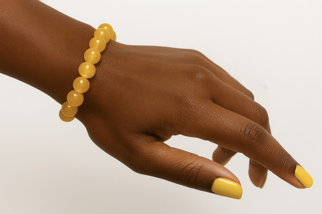 Gele Citrien Armband – Glanzende Gele Kralenarmband | Handgemaakt &amp; Elastisch