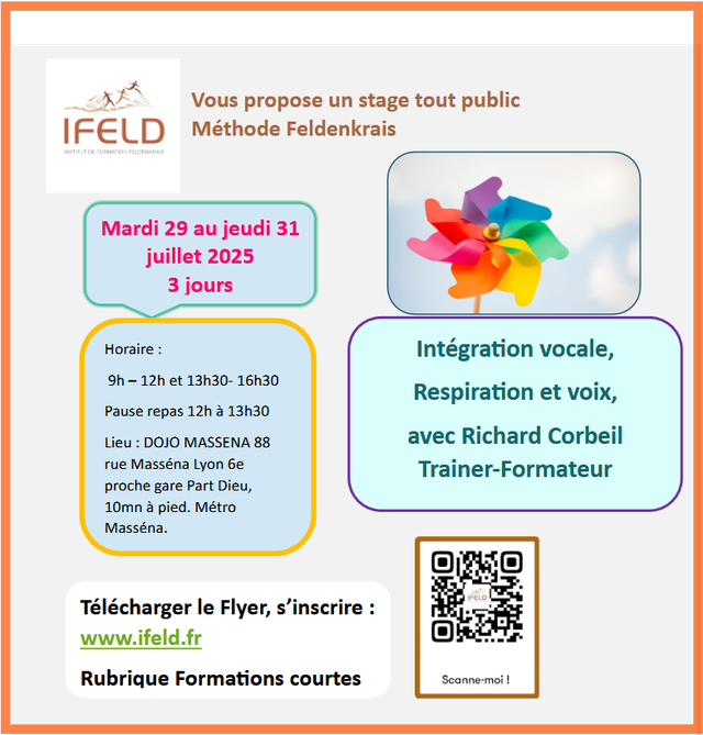 Atelier Feldenkrais Respiration et voix Juillet 2025 LYON - STAGE COMPLET !