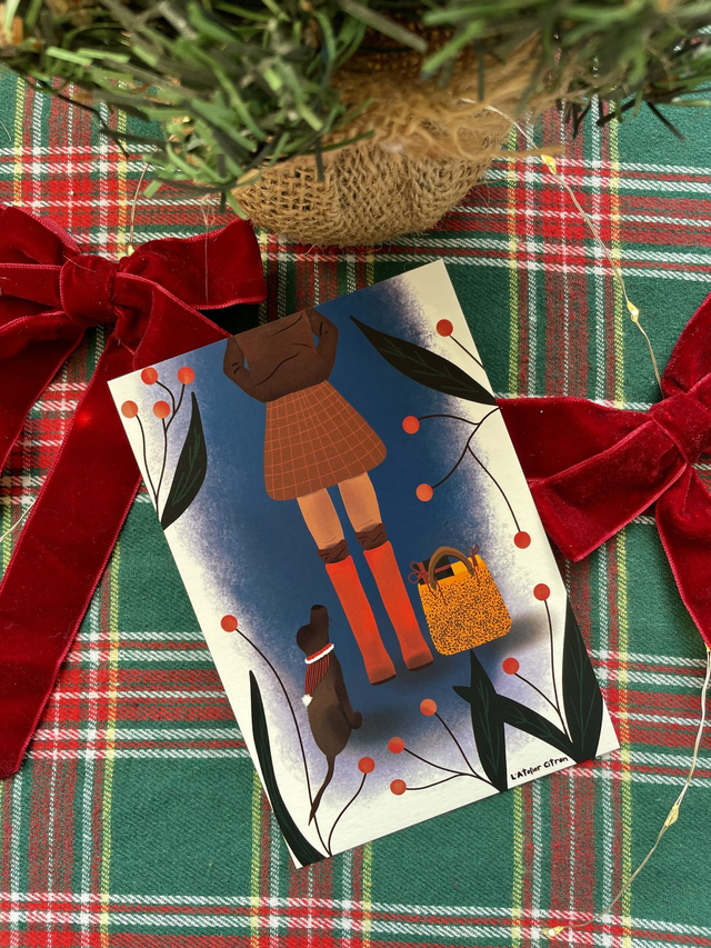 Carte de Noël - Balade hivernale