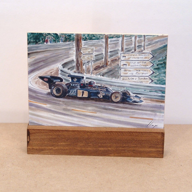 Artimotor pie vertical 14x13 - 1973 Emerson Fittipaldi (Lotus72) 1º Montjuic