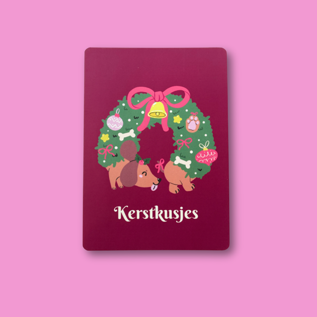 Kerstkaart Kerstkusjes dog