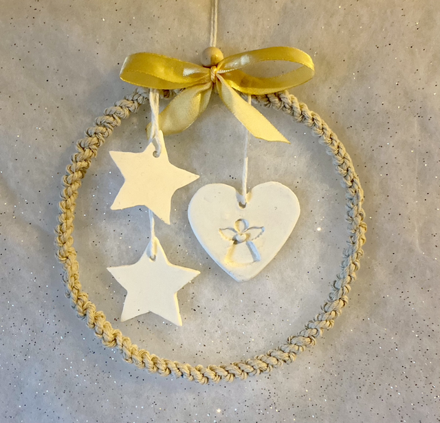 ATTRAPE-RÊVE, étoile et cœur en argile