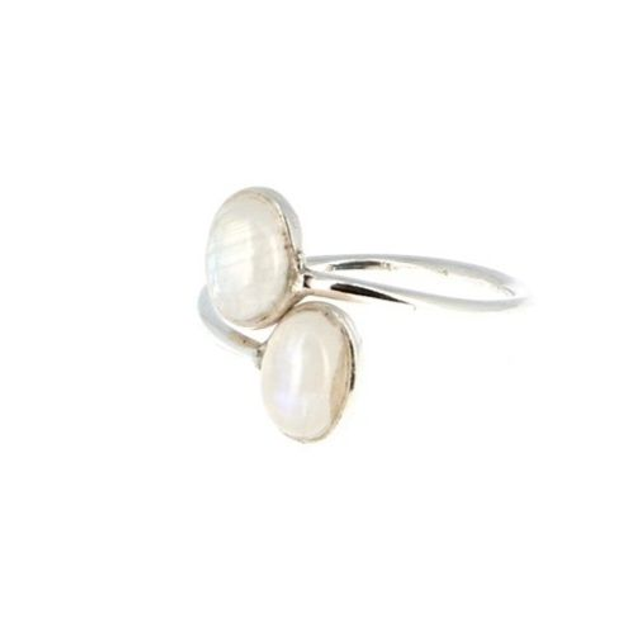 Bague ajustable Pierre de Lune double argent 925