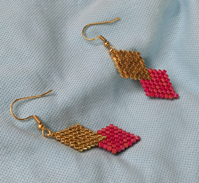 06-Boucles d&#039;oreilles losange grand modèle