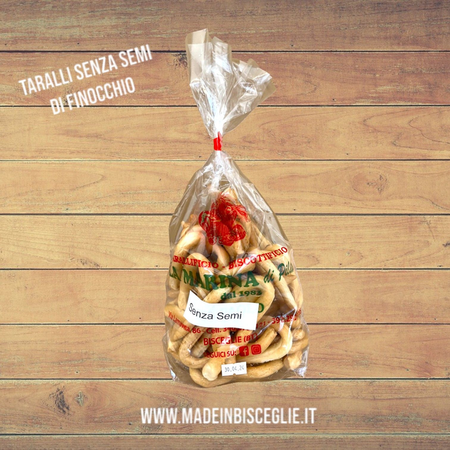 Taralli tradizionali senza semi di finocchio - 400gr - Panificio La Marina