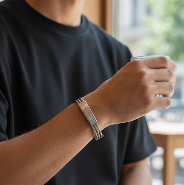 Bracelet câble argenté 