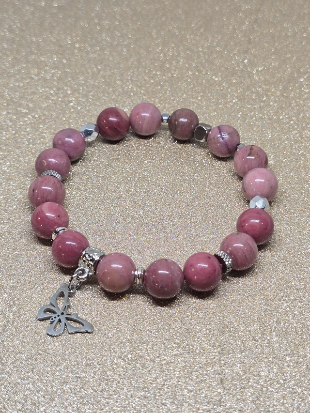 Bracelet Rhodonite rose en 1 cm 