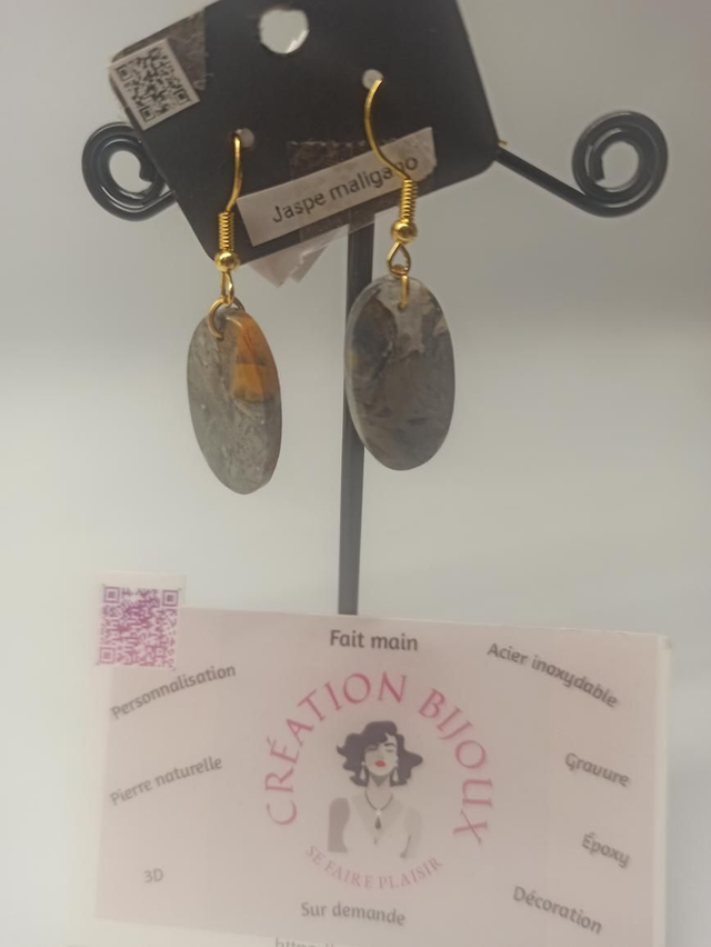 Boucle d'oreille  jaspe maligano 