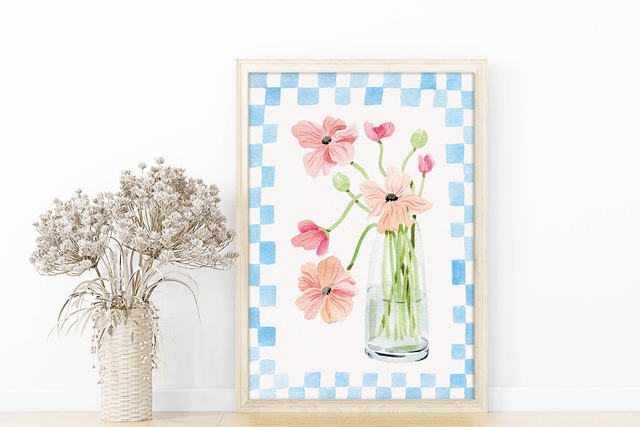 Illustration Print - Coral Poppies