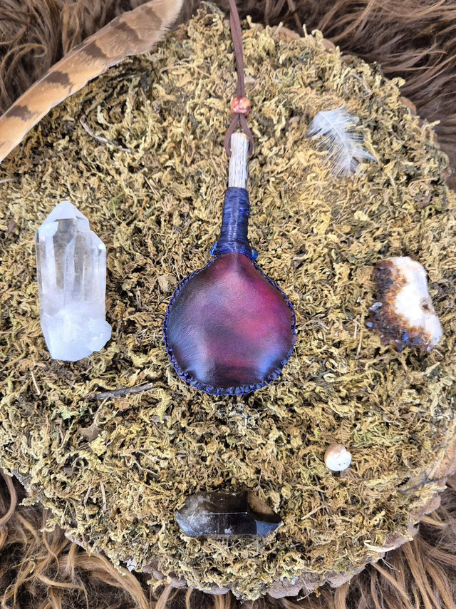 Dyed Reindeer and Lapis Lazuli Necklace Rattle