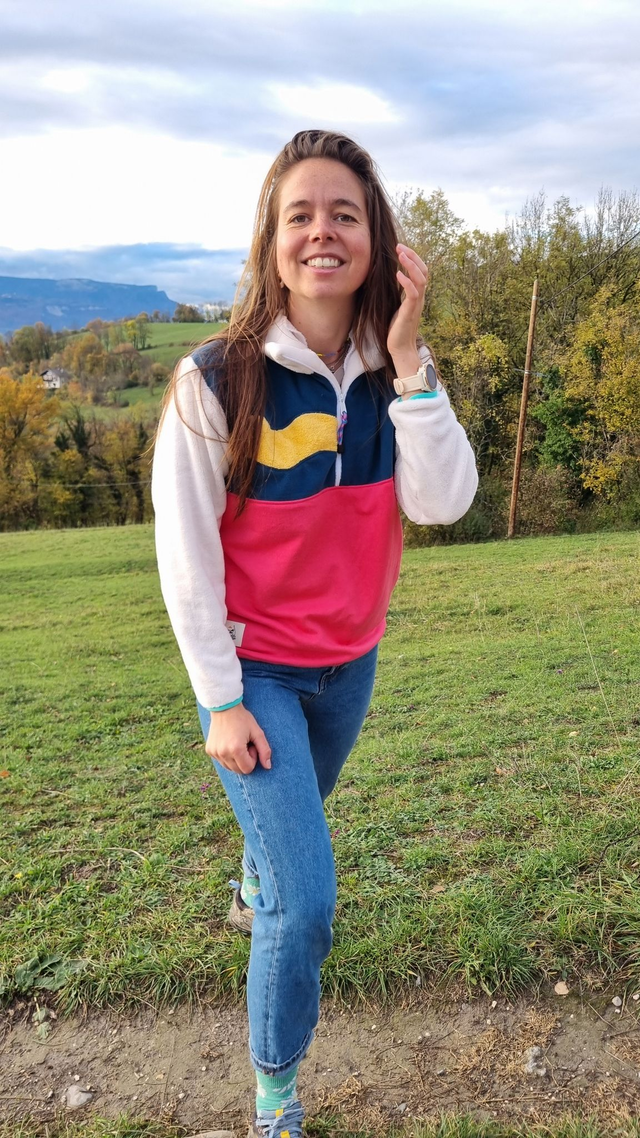 Polaire rose, bleu, jaune