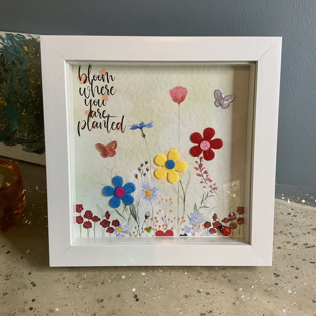 Handmade floral frame with inspirational quote. Flower design 