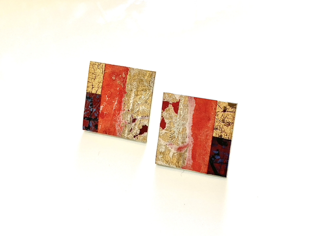 Orange At Heart Ear Studs. 20mm./SOLD