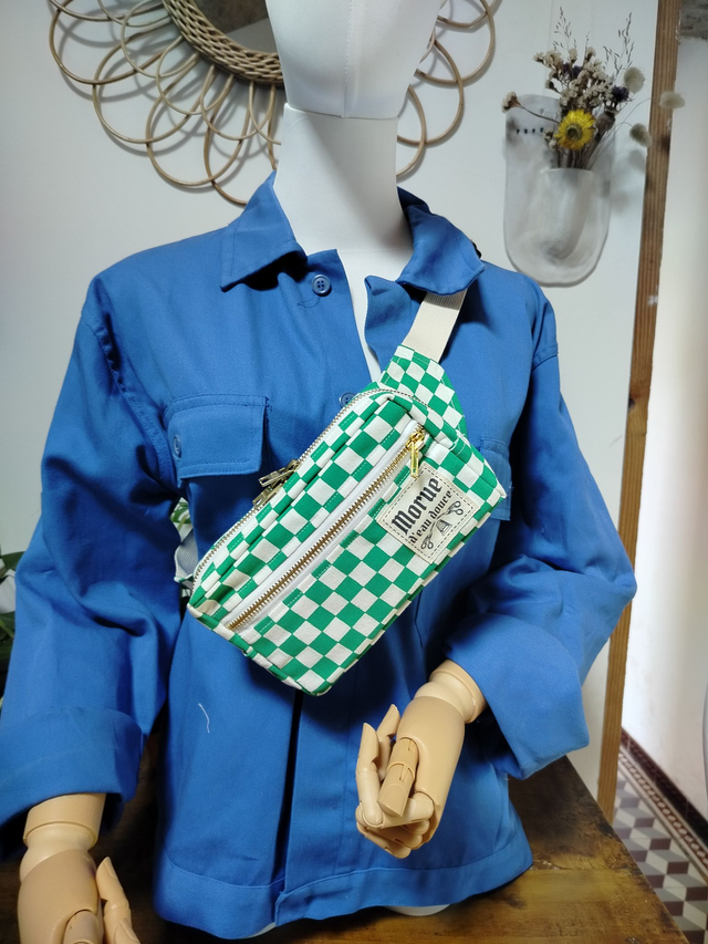 Damier vert et blanc
