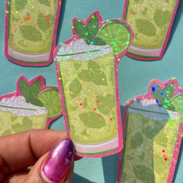 Mojito Cocktail Holographic Sticker