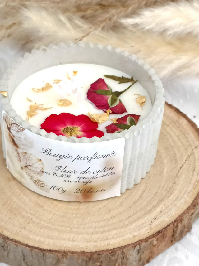 Bougie parfumée pot beton strié 